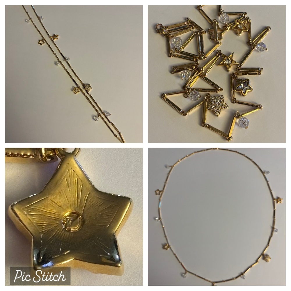 Swarovski Gold Star Charm Necklace, 35", EUC